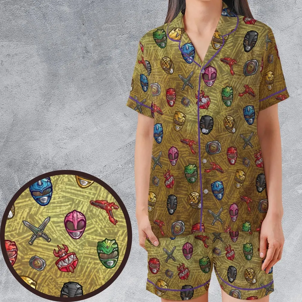 Power Team Mighty Morphin Power Rangers Satin Short-Sleeve Pajamas Set - 1
