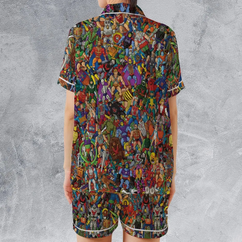 MOTU's Characters Figure Pattern He-man and The Masters of The Universe Satin Short-Sleeve Pajamas Set - 2