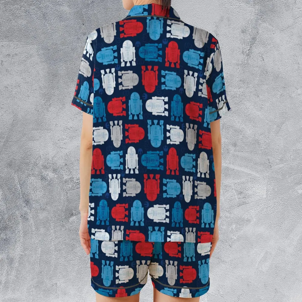 R2-D2 Star Wars 4th of July Pattern Satin Short-Sleeve Pajamas Set - 2
