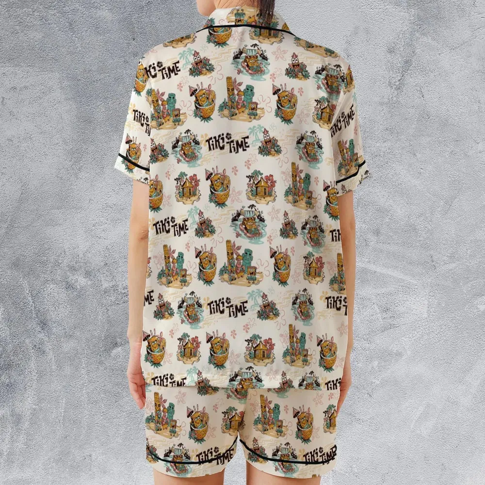 Patrick Squidward SpongeBob SquarePants Aloha Satin Short-Sleeve Pajamas Set - 2