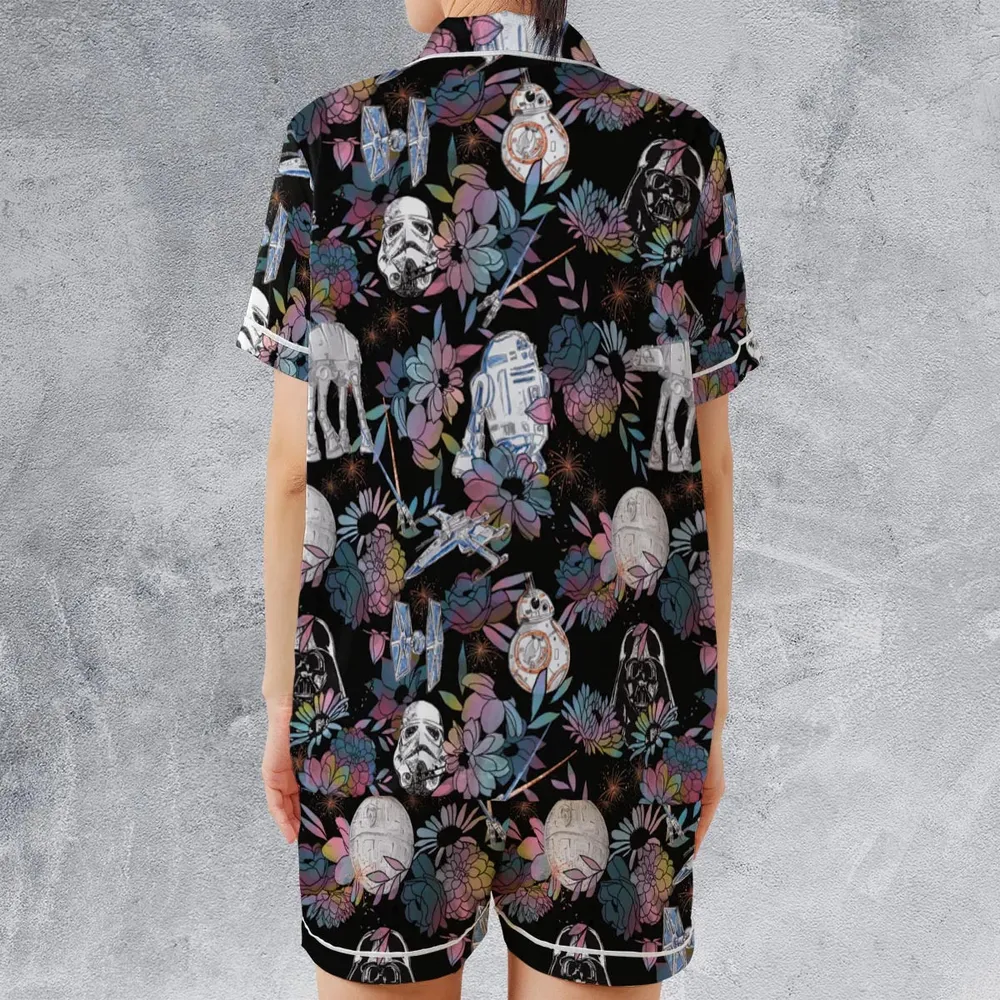 Floral Wars Dark Side Star Wars Pattern Satin Short-Sleeve Pajamas Set - 2