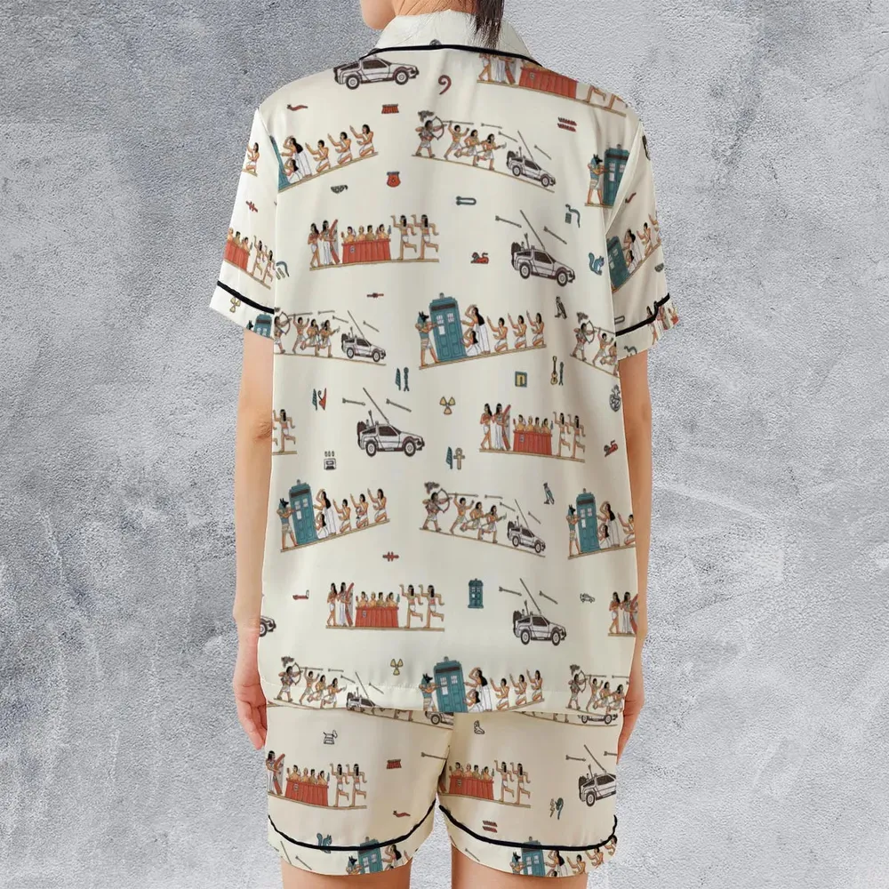 Lost In Egypt Satin Short-Sleeve Pajamas Set - 2