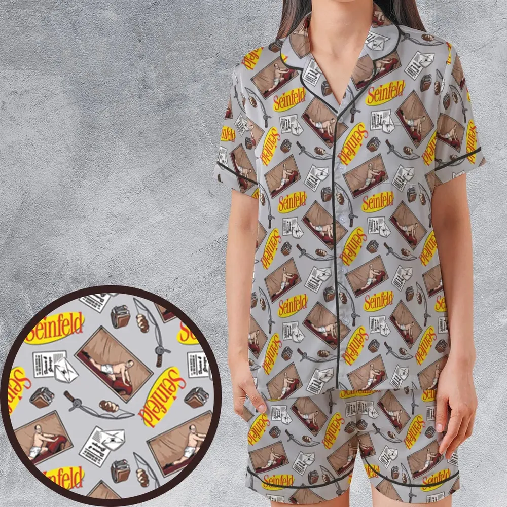 George Underwear Seinfeld Satin Short-Sleeve Pajamas Set - 1