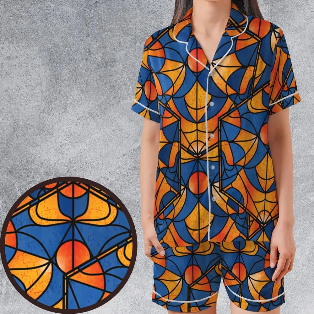 Stained Glass Star Trek Satin Short-Sleeve Pajamas Set - 1
