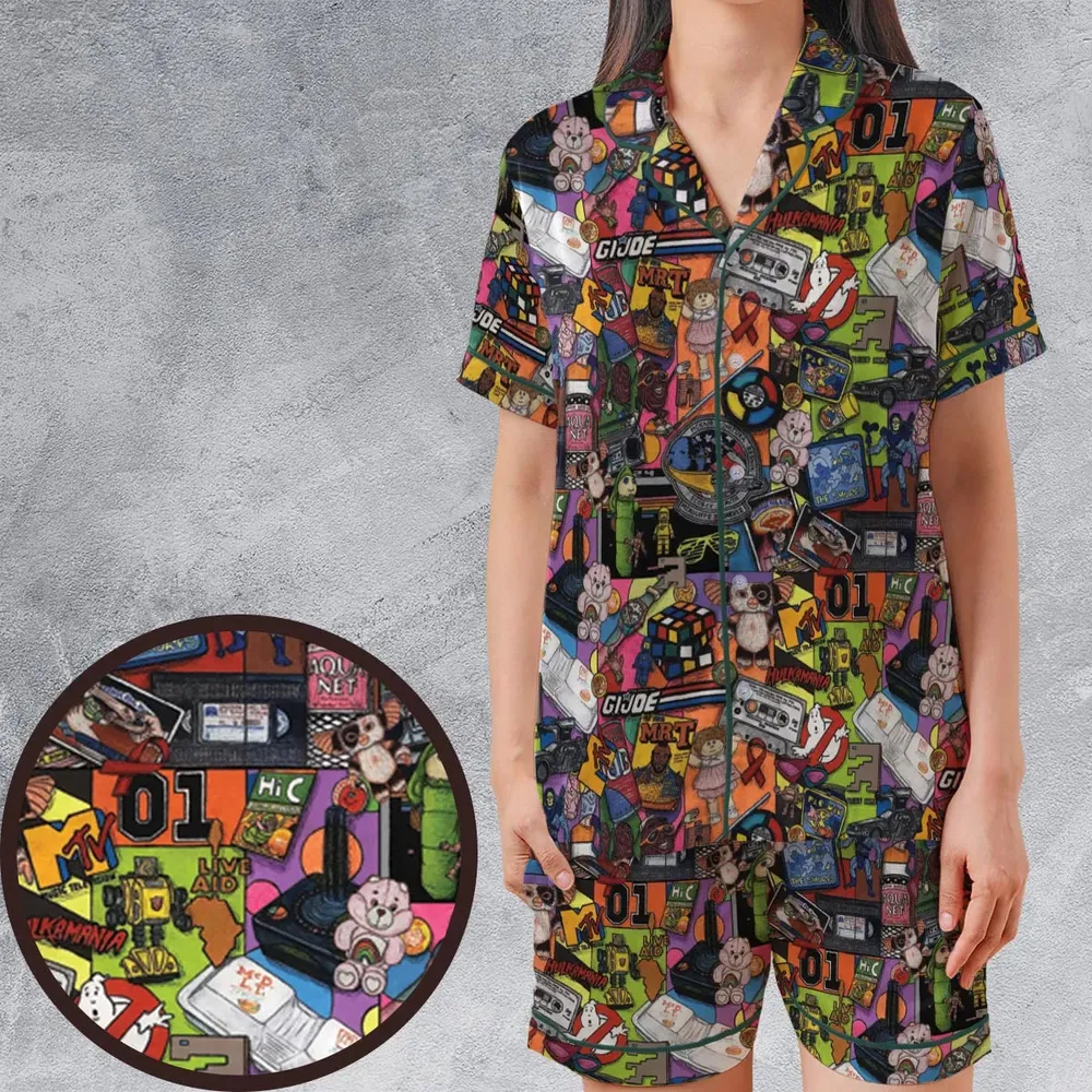 The 1980's. The Decade Of Greed Satin Short-Sleeve Pajamas Set - 1