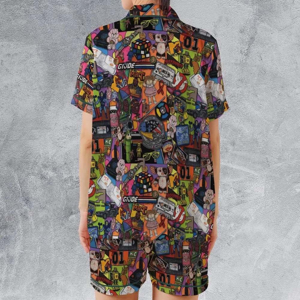 The 1980's. The Decade Of Greed Satin Short-Sleeve Pajamas Set - 2