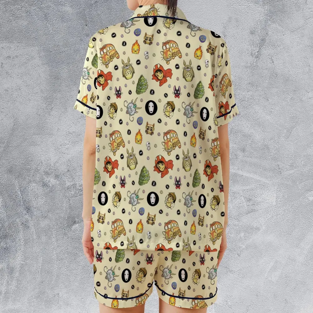 Ghiblipalooza Ghibli Themed Satin Short-Sleeve Pajamas Set - 2