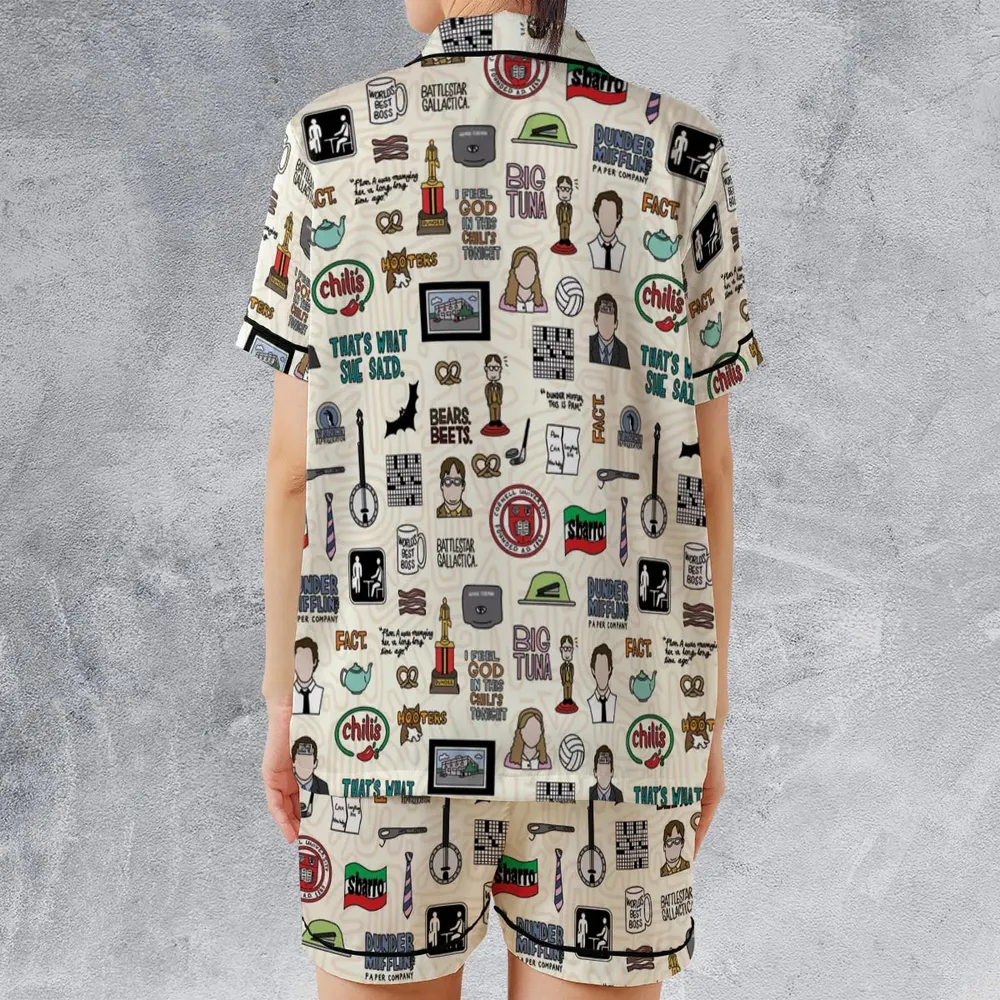The Office Pattern Satin Short-Sleeve Pajamas Set - 2