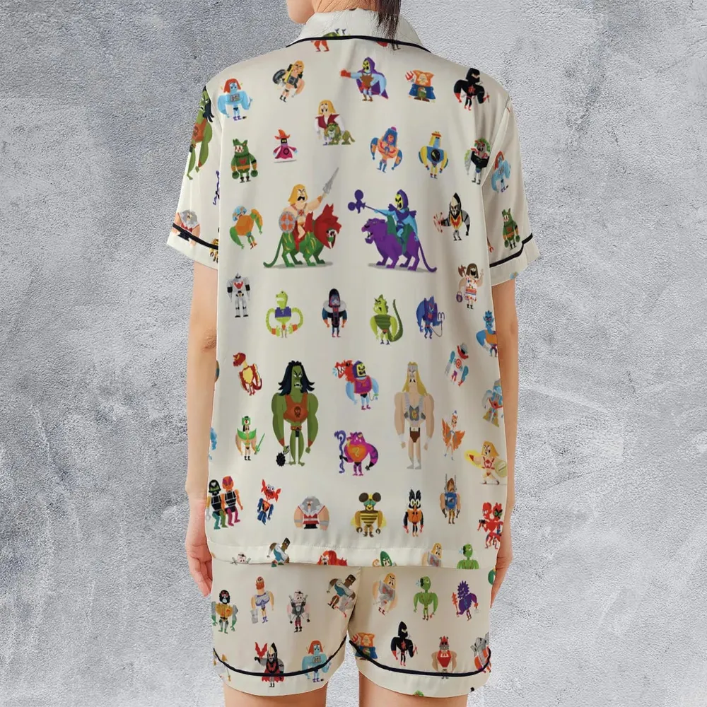 He-Man & Masters Of The Universe Characters Pattern Satin Short-Sleeve Pajamas Set - 2