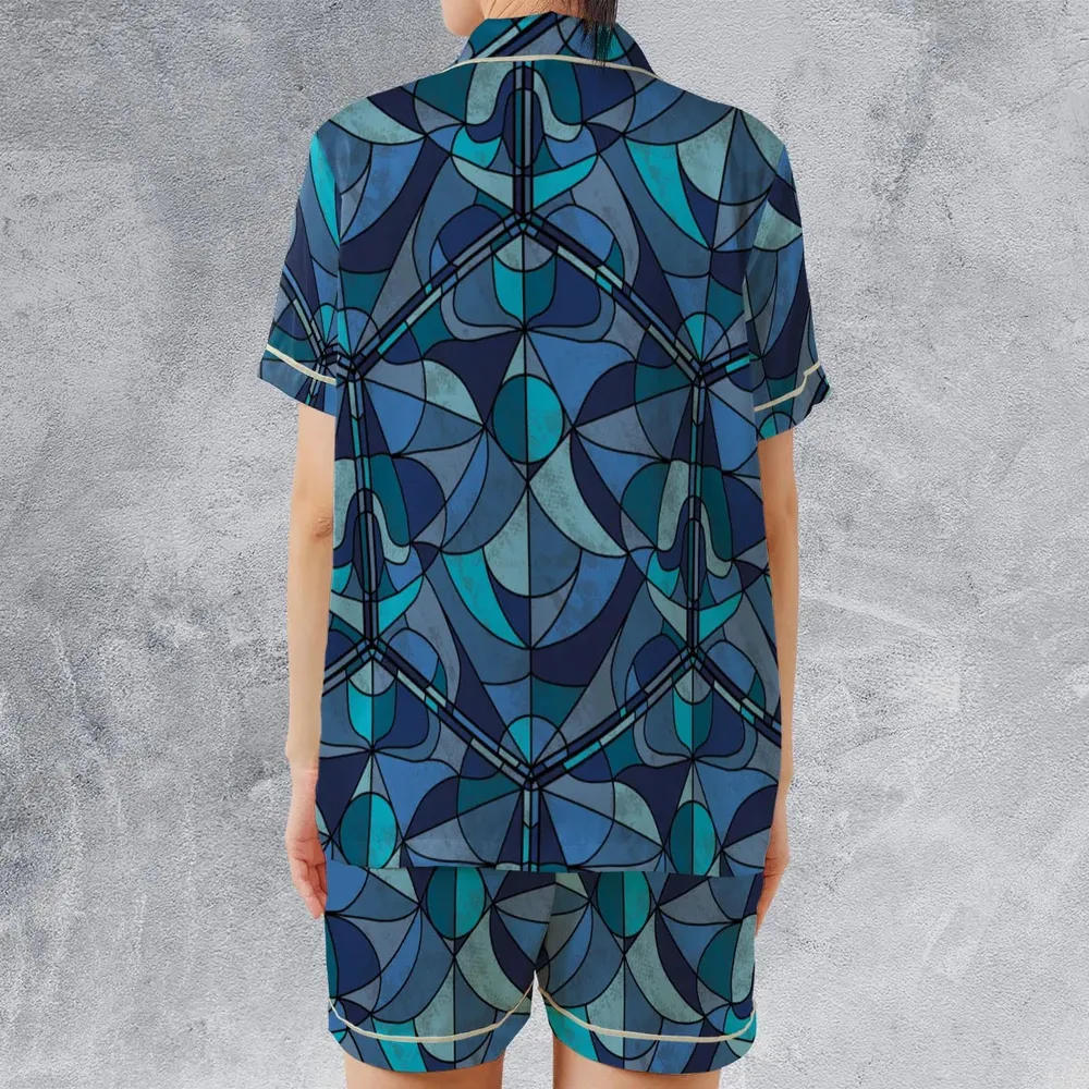 Stained Glass Monster RPG Satin Short-Sleeve Pajamas Set - 2