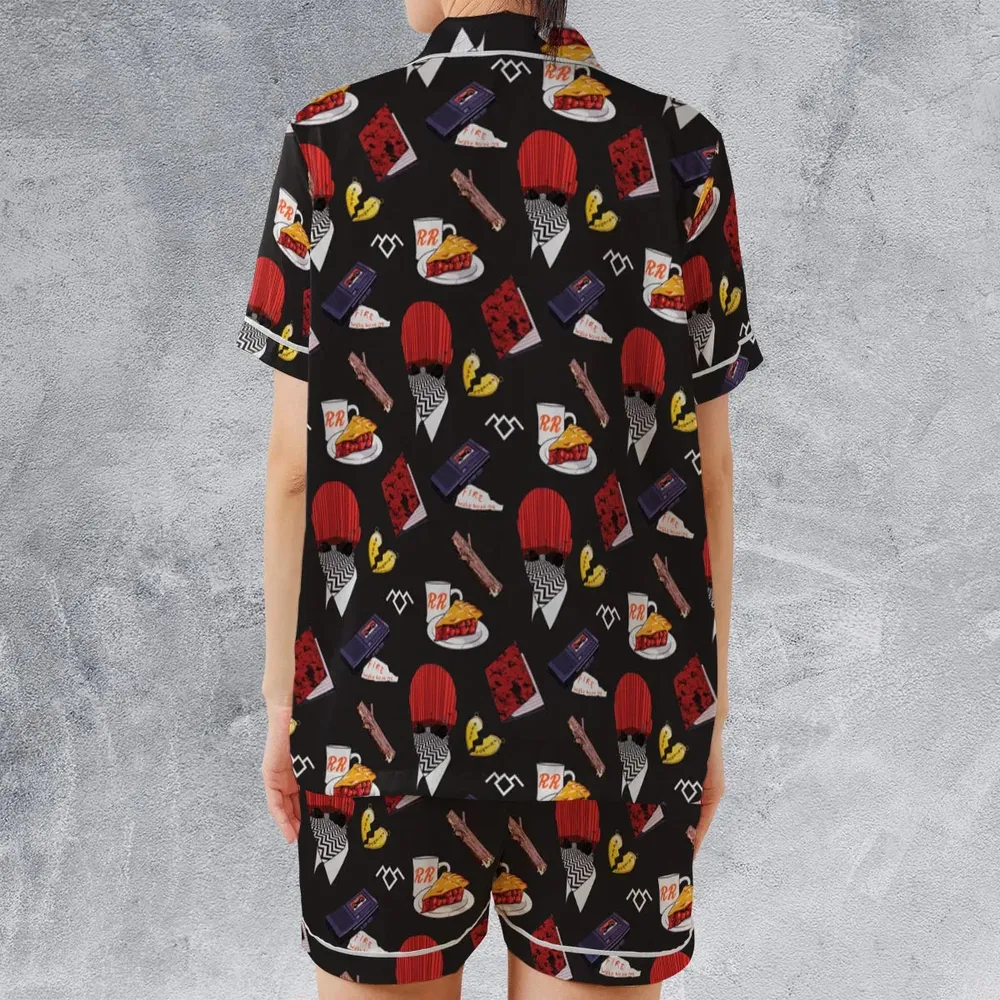 Twin Peaks Pattern Satin Short-Sleeve Pajamas Set - 2