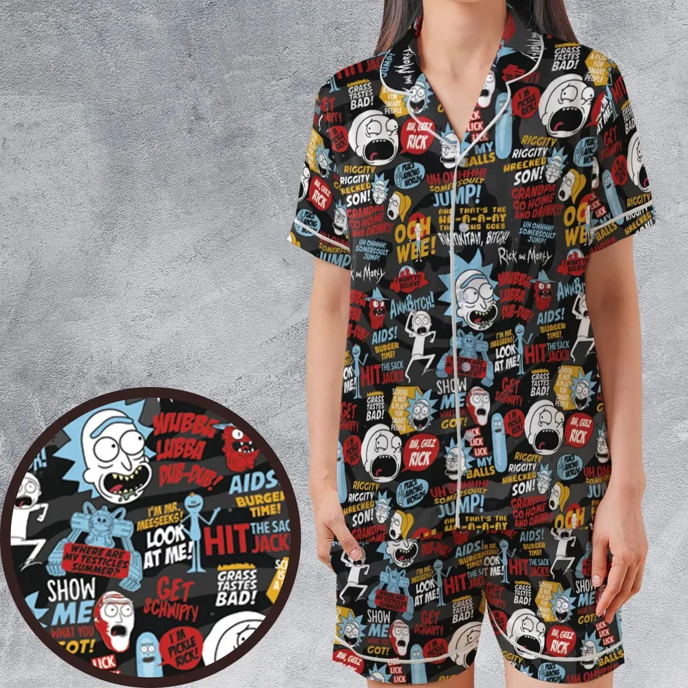 Ooh Wee! Rick and Morty Satin Short-Sleeve Pajamas Set - 1