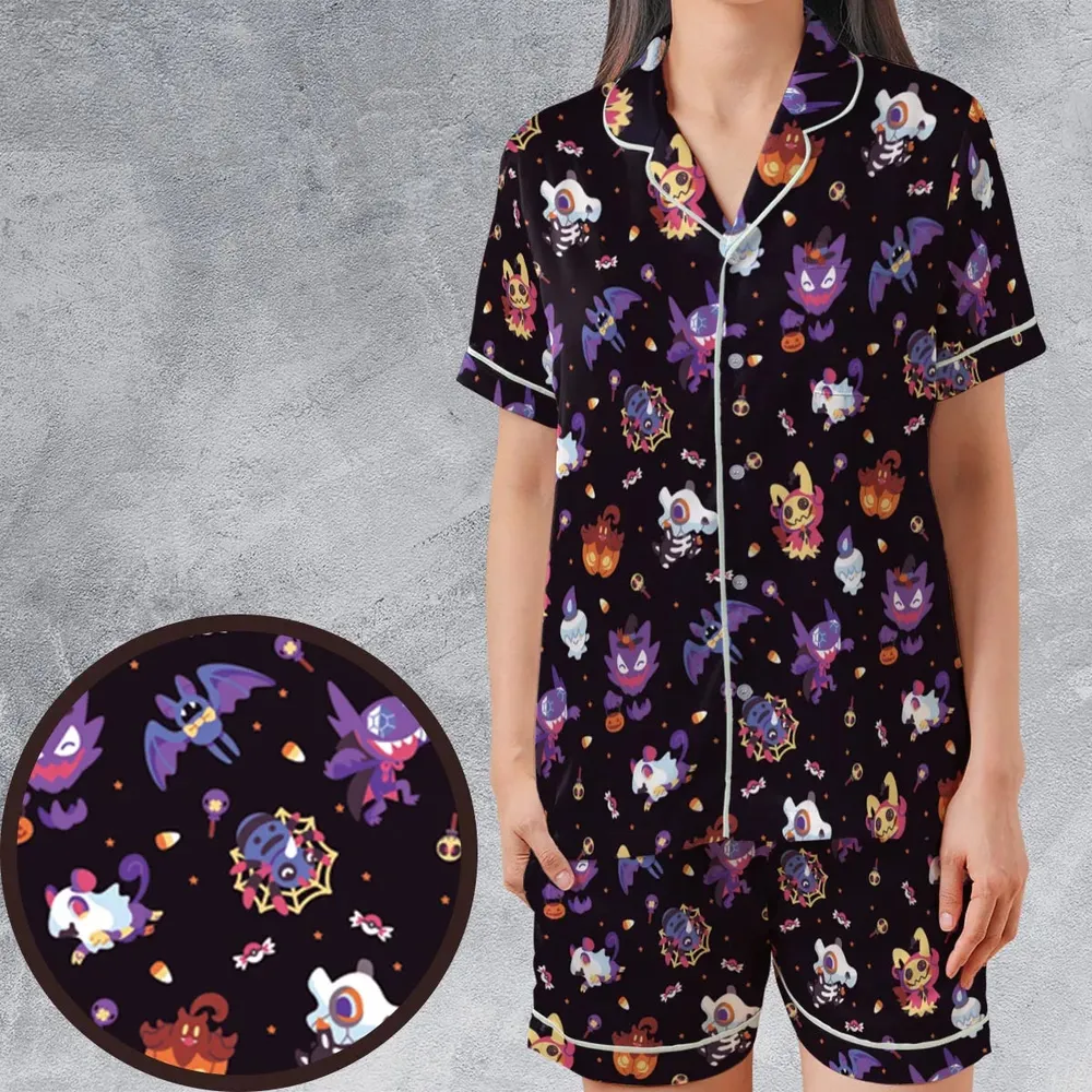 Trick or Treat Poke'ween Pokemon Satin Short-Sleeve Pajamas Set - 1