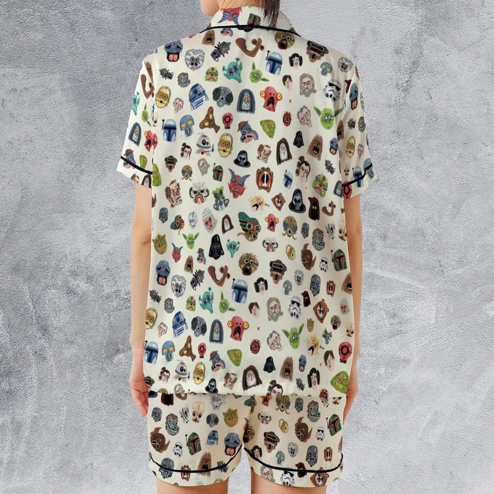 Star Wars Collage Pattern Satin Short-Sleeve Pajamas Set - 2