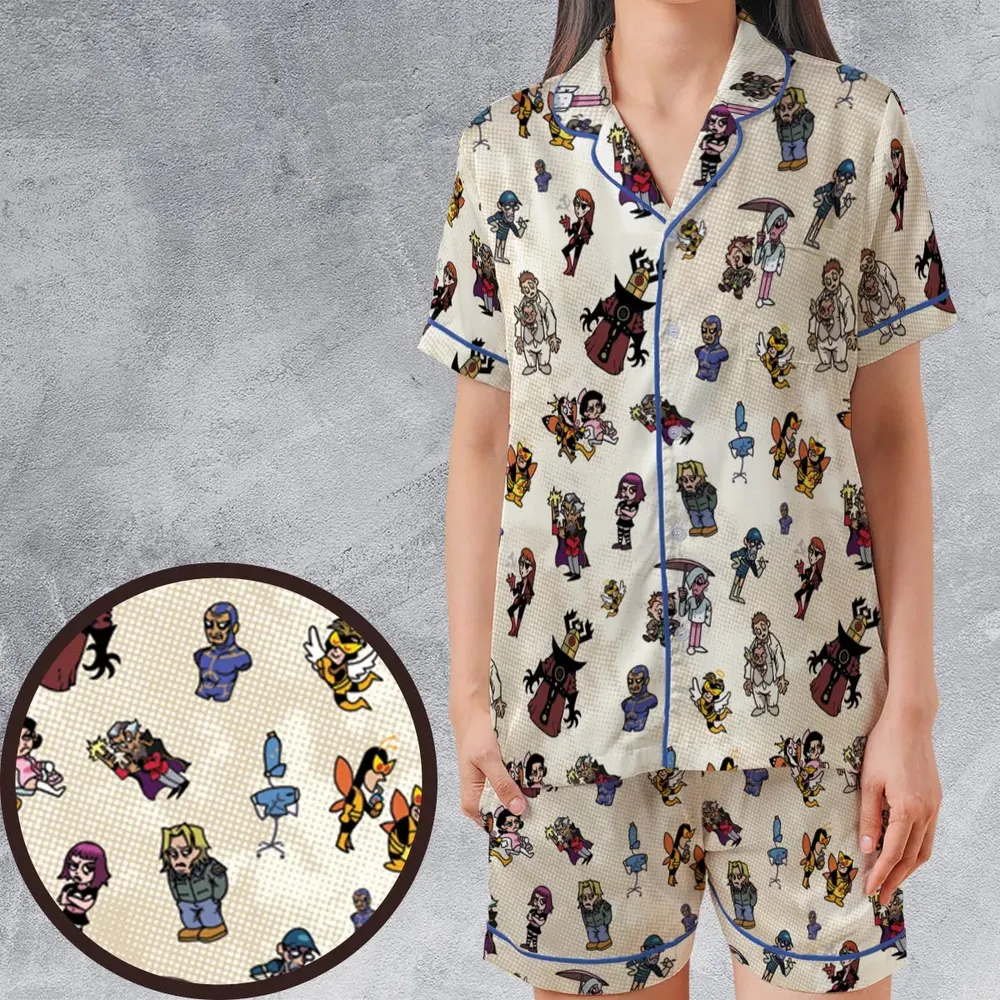 V Is For Venture The Venture Bros Villains Satin Short-Sleeve Pajamas Set - 1