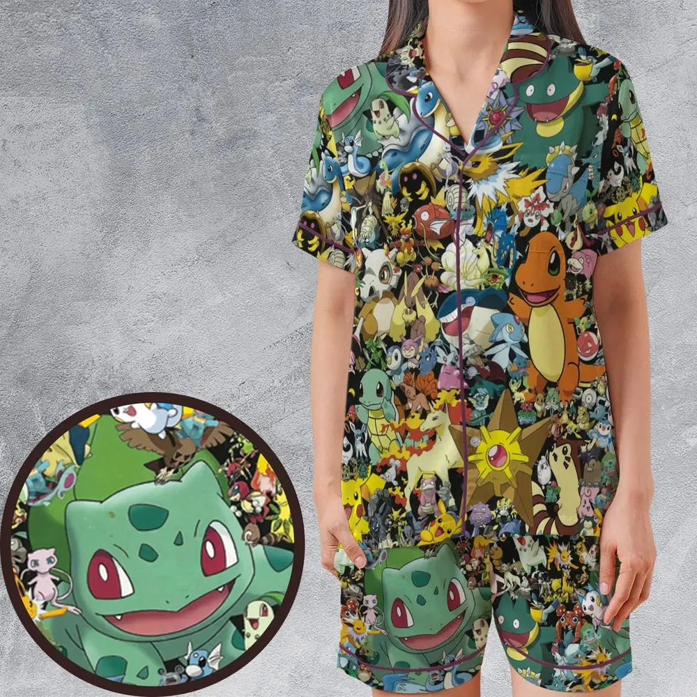 Gotta Catch 'em all Pokemon Satin Short-Sleeve Pajamas Set - 1