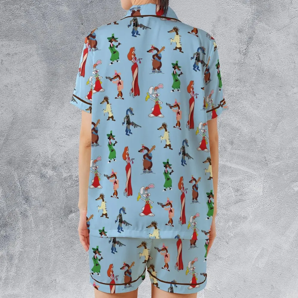 Roger Rabbit Jessica Rabbit The Weasels Who Framed Roger Rabbit Satin Short-Sleeve Pajamas Set - 2