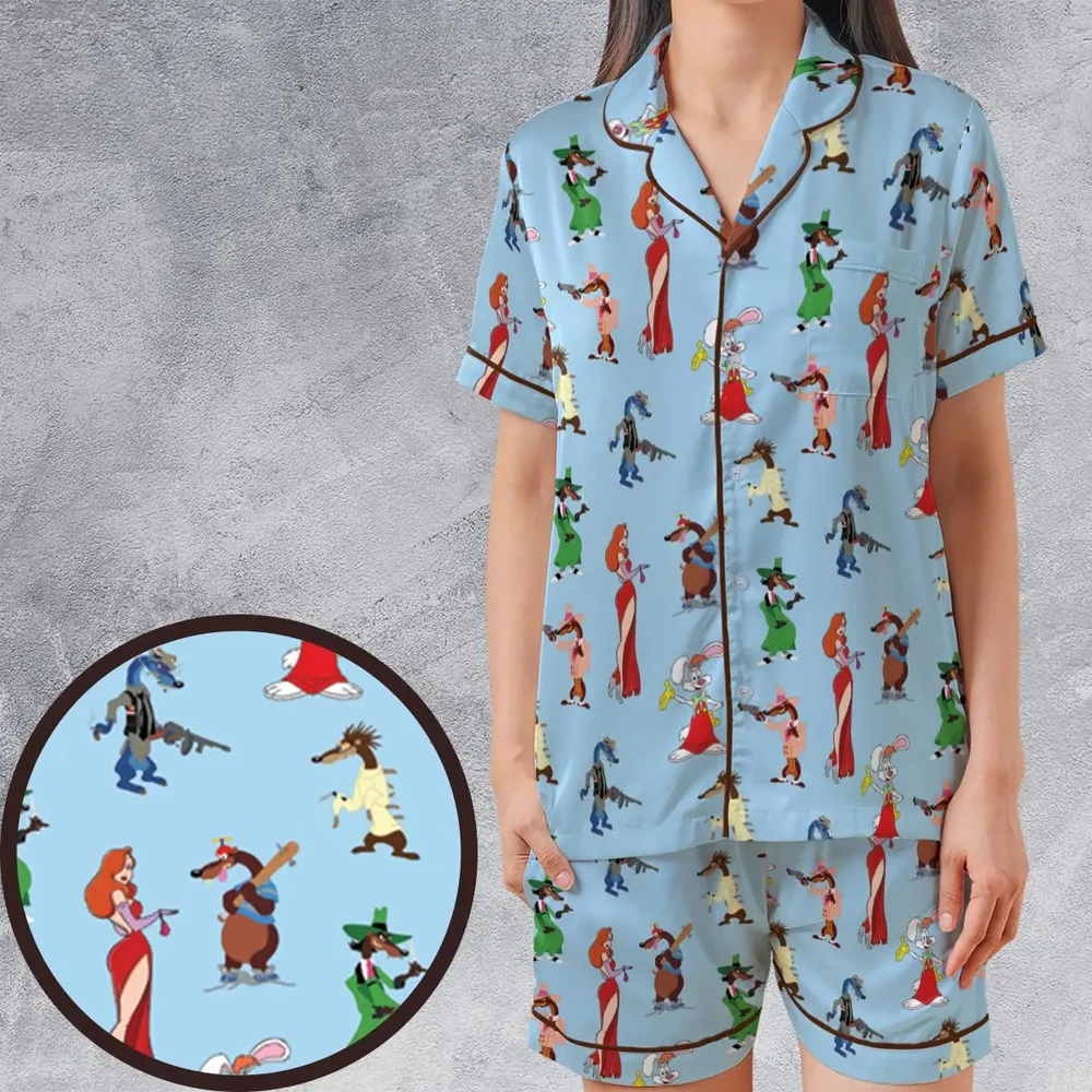 Roger Rabbit Jessica Rabbit The Weasels Who Framed Roger Rabbit Satin Short-Sleeve Pajamas Set - 1