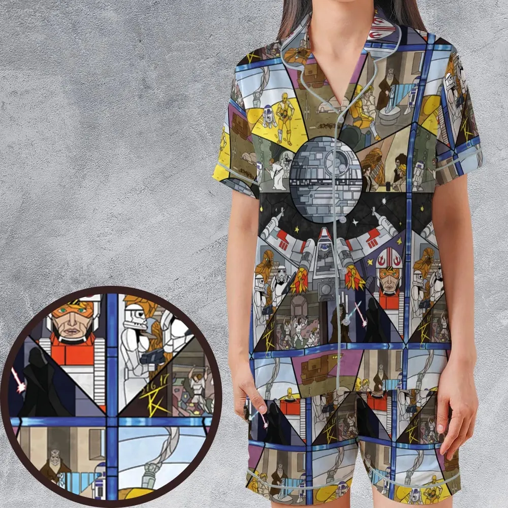 Stained Glass Star Wars Satin Short-Sleeve Pajamas Set - 1