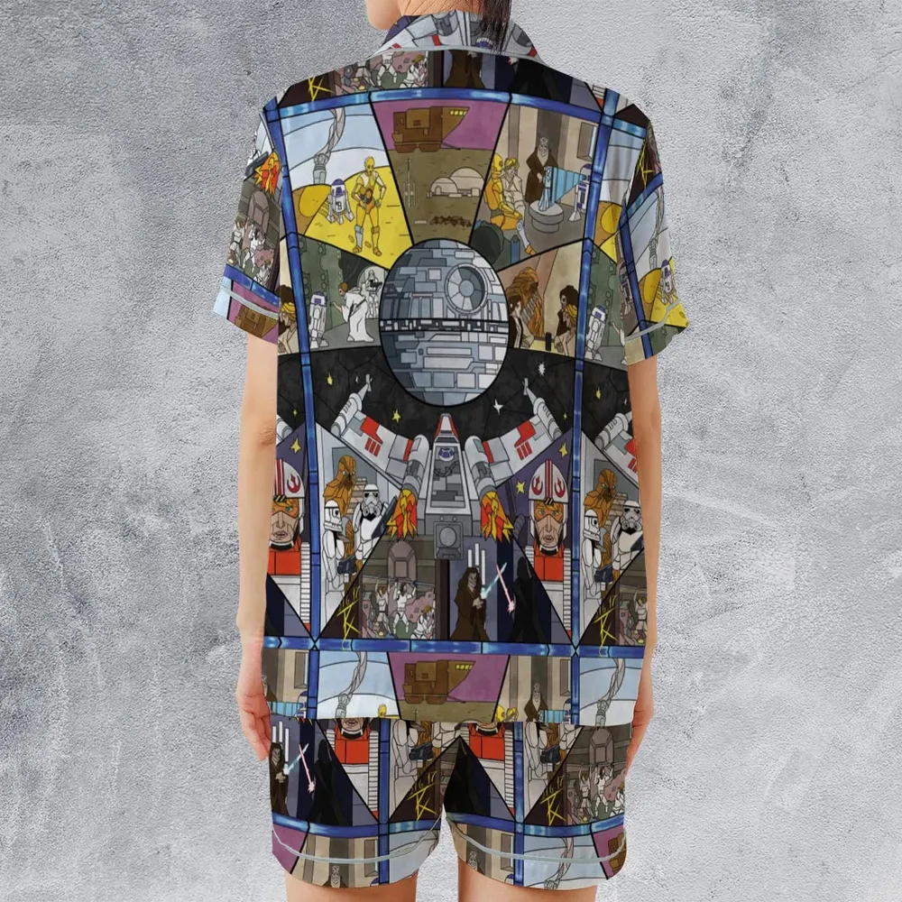 Stained Glass Star Wars Satin Short-Sleeve Pajamas Set - 2