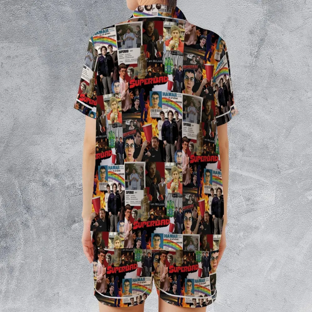 Seth Evan McLovin Superbad Satin Short-Sleeve Pajamas Set - 2