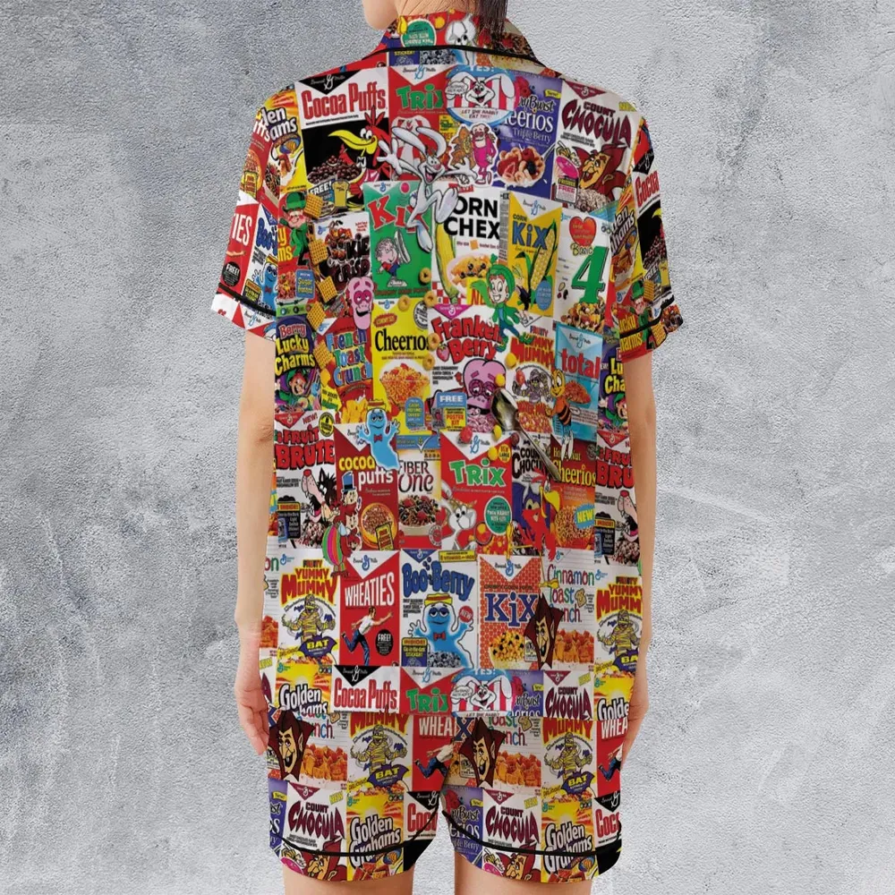 Popular Cereal Boxes Satin Short-Sleeve Pajamas Set - 2