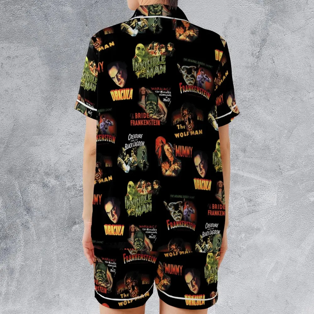Teaming Monsters All Up Universal Monsters Satin Short-Sleeve Pajamas Set - 2