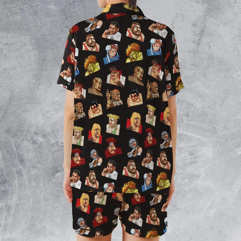 Street Fighter Continue Screen Short Satin Short-Sleeve Pajamas Set - 2