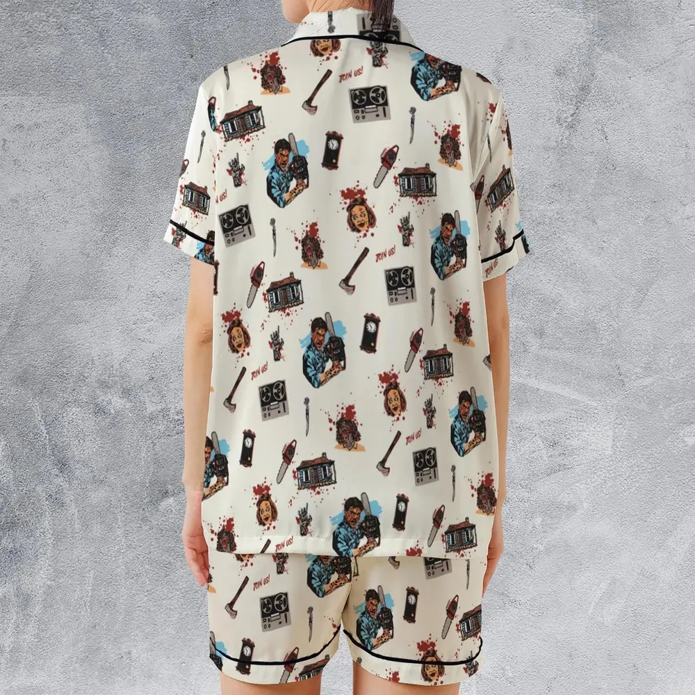 Supernatural Horror Evil Dead Halloween Satin Short-Sleeve Pajamas Set - 2