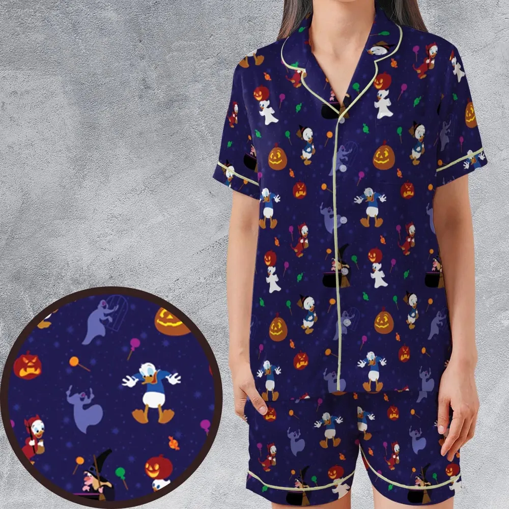 Spooky Month Halloween Satin Short-Sleeve Pajamas Set - 1