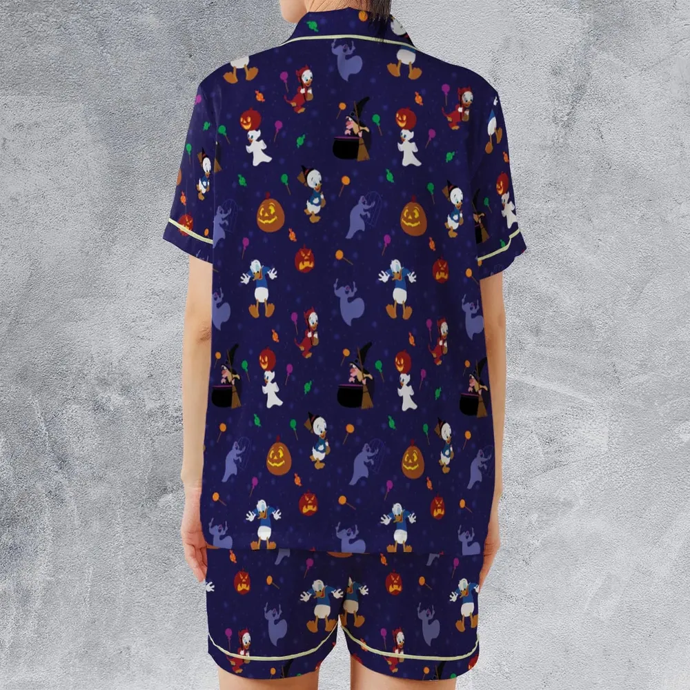 Spooky Month Halloween Satin Short-Sleeve Pajamas Set - 2