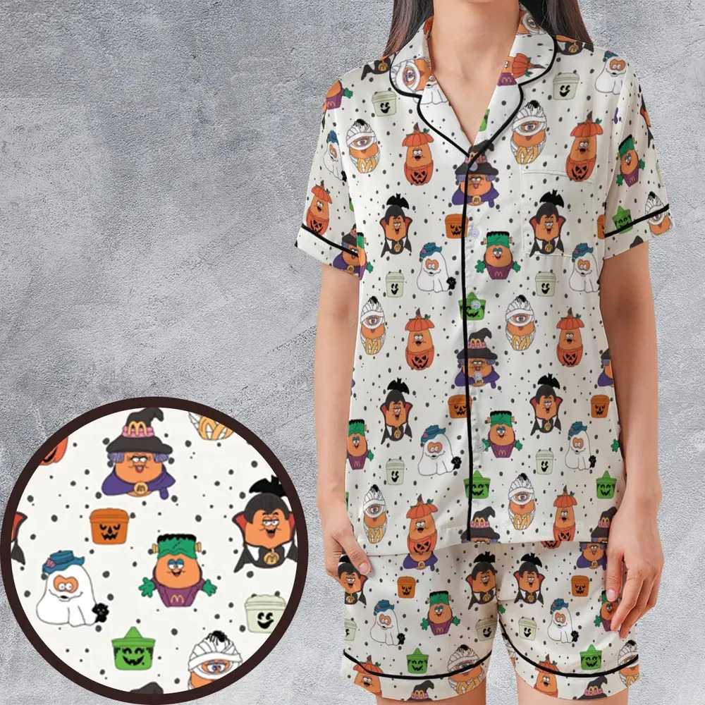 Memorable Friends McNugget Buddies Mcdonalds 1992 Satin Short-Sleeve Pajamas Set - 1