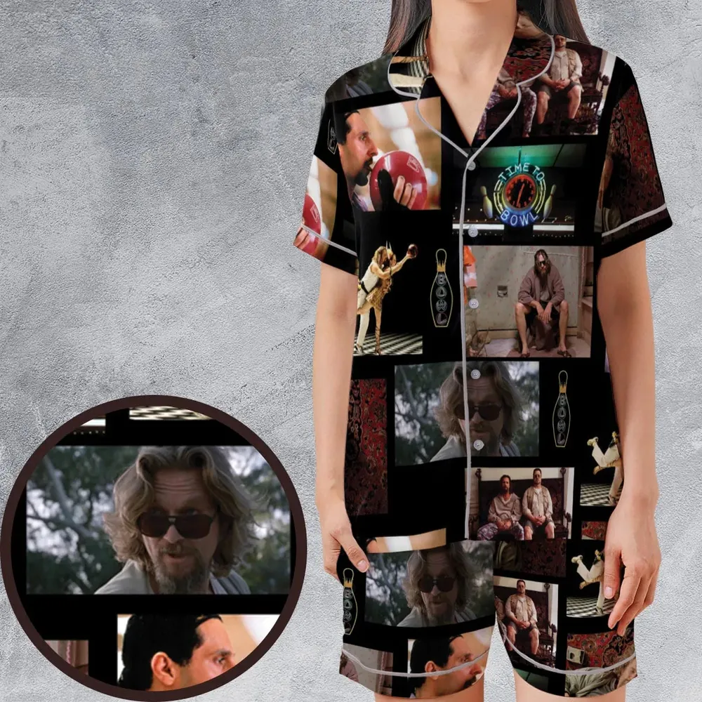 The Big Lebowski Famous Scenes Satin Short-Sleeve Pajamas Set - 1