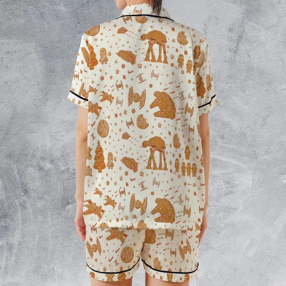 Gingerbread Christmas Star Wars Satin Short-Sleeve Pajamas Set - 2