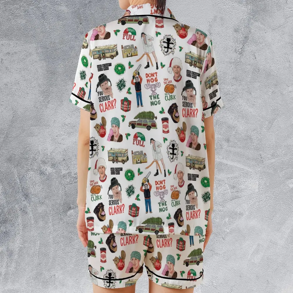 National Lampoon's Christmas Vacation Pattern Satin Short-Sleeve Pajamas Set - 2