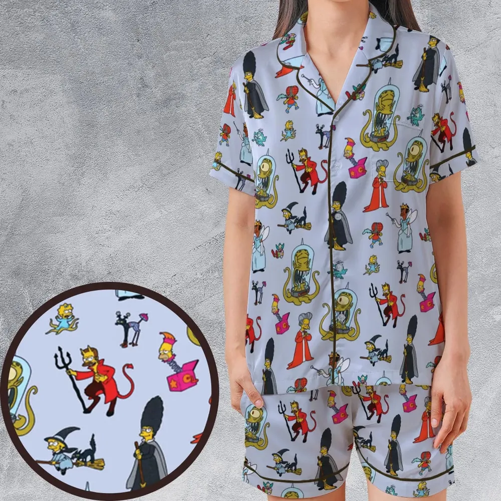 Halloween Costume The Simpsons Satin Short-Sleeve Pajamas Set - 1