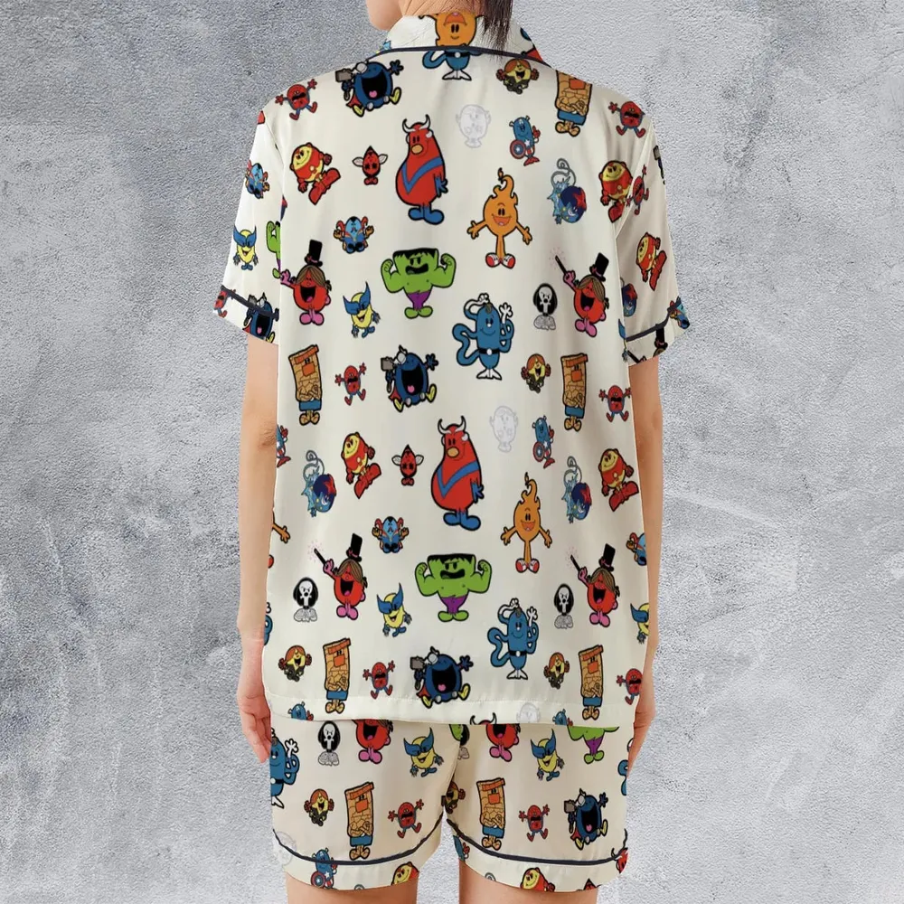Marvel Characters And Mr Men Pattern Satin Short-Sleeve Pajamas Set - 2