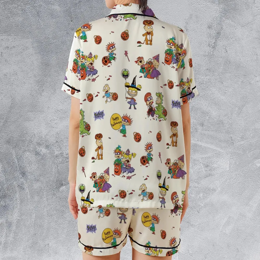 Rugrats Happy Halloween Pattern Satin Short-Sleeve Pajamas Set - 2