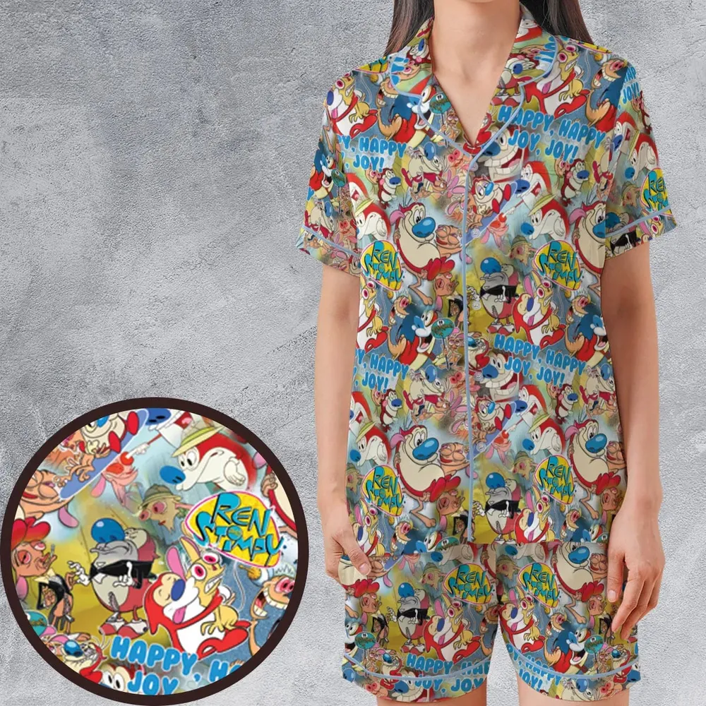 The Ren and Stimpy Show Satin Short-Sleeve Pajamas Set - 1