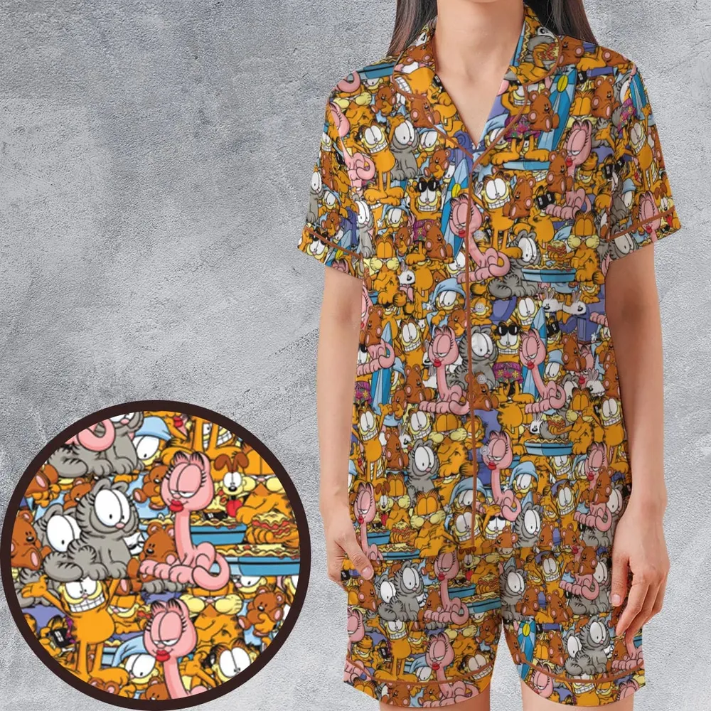 Garfield and Friends Satin Short-Sleeve Pajamas Set - 1
