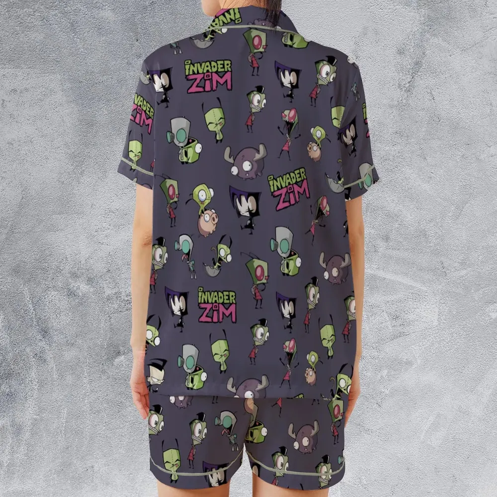 Invader Zim Pattern Satin Short-Sleeve Pajamas Set - 2