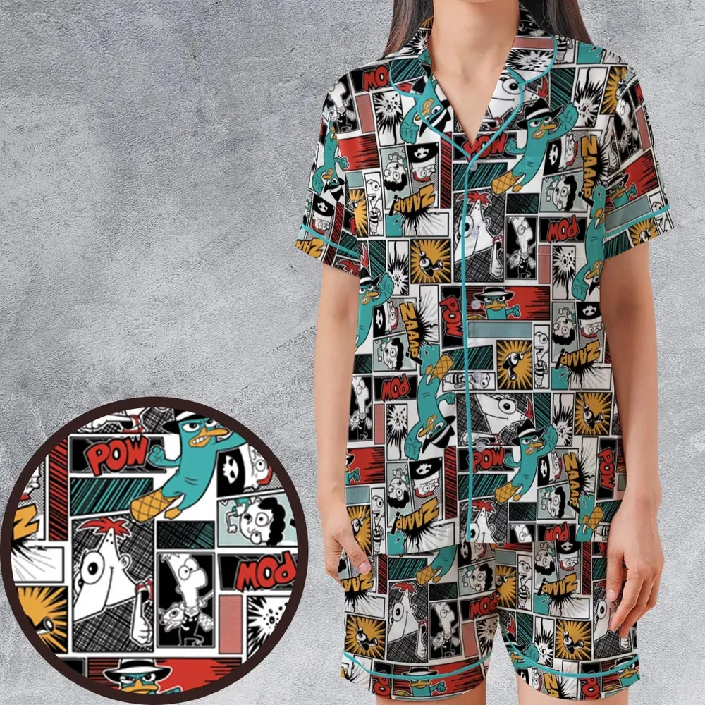 Zaaap! Phineas and Ferb Satin Short-Sleeve Pajamas Set - 1