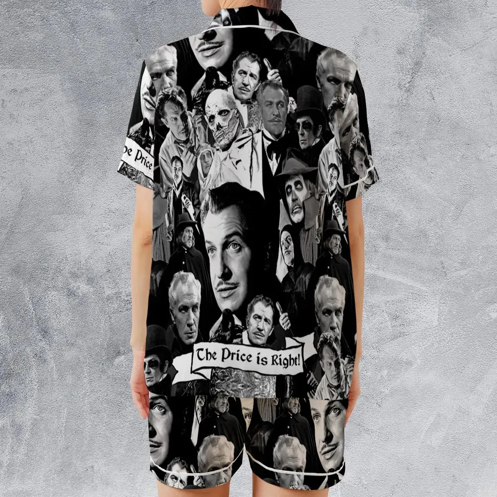 Horror Characters The Many Faces Of Vincent Price Satin Short-Sleeve Pajamas Set - 2