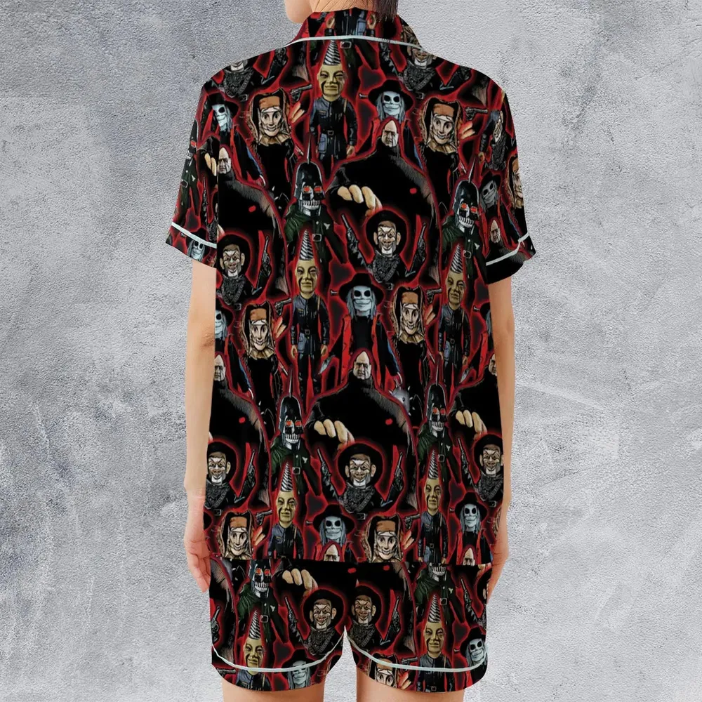 Puppet Master Collage Satin Short-Sleeve Pajamas Set - 2