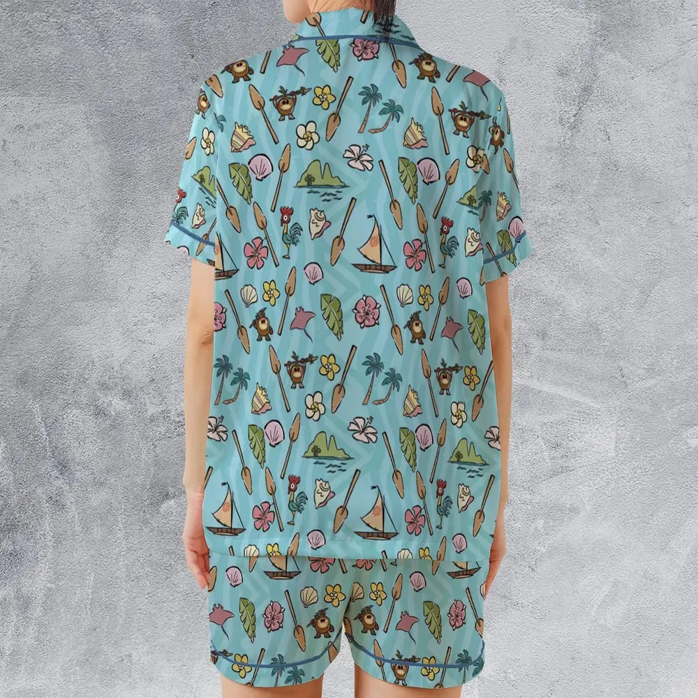 Ocean Vibes Moana Satin Short-Sleeve Pajamas Set - 2