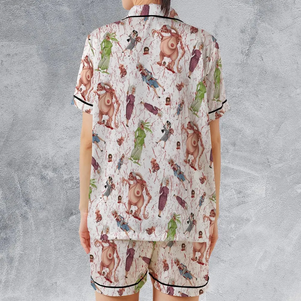 Braindead Dead Alive In North America Satin Short-Sleeve Pajamas Set - 2