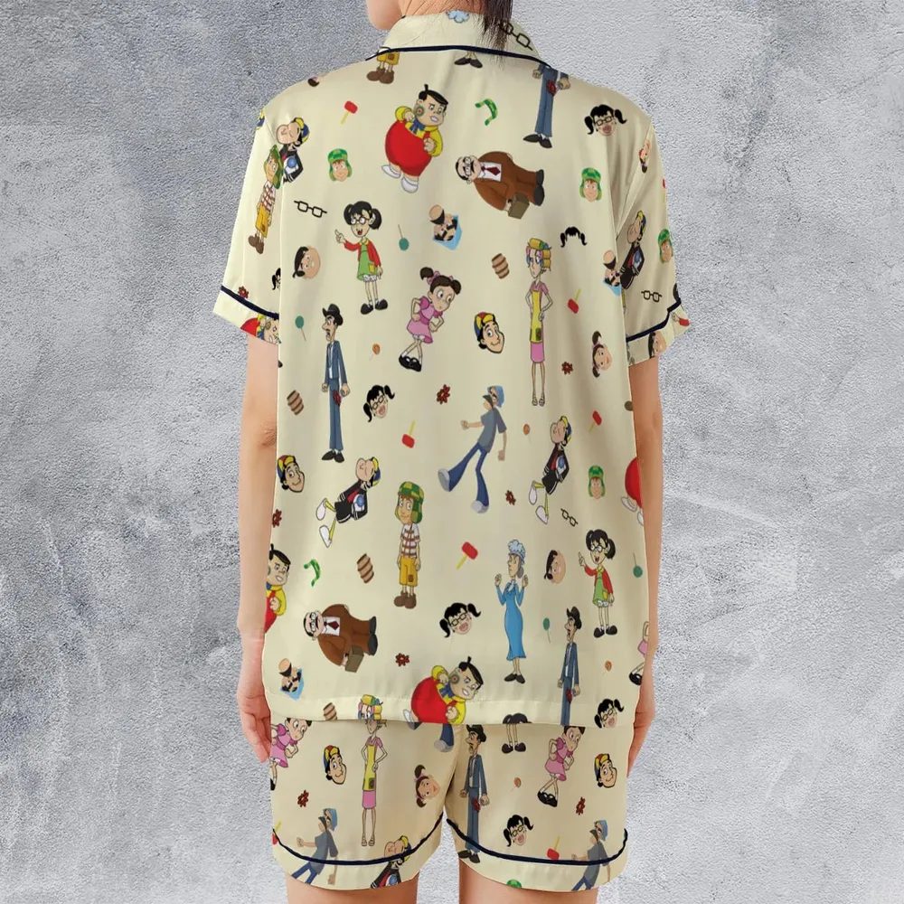 El Chavo Cartoon Characters Satin Short-Sleeve Pajamas Set - 2