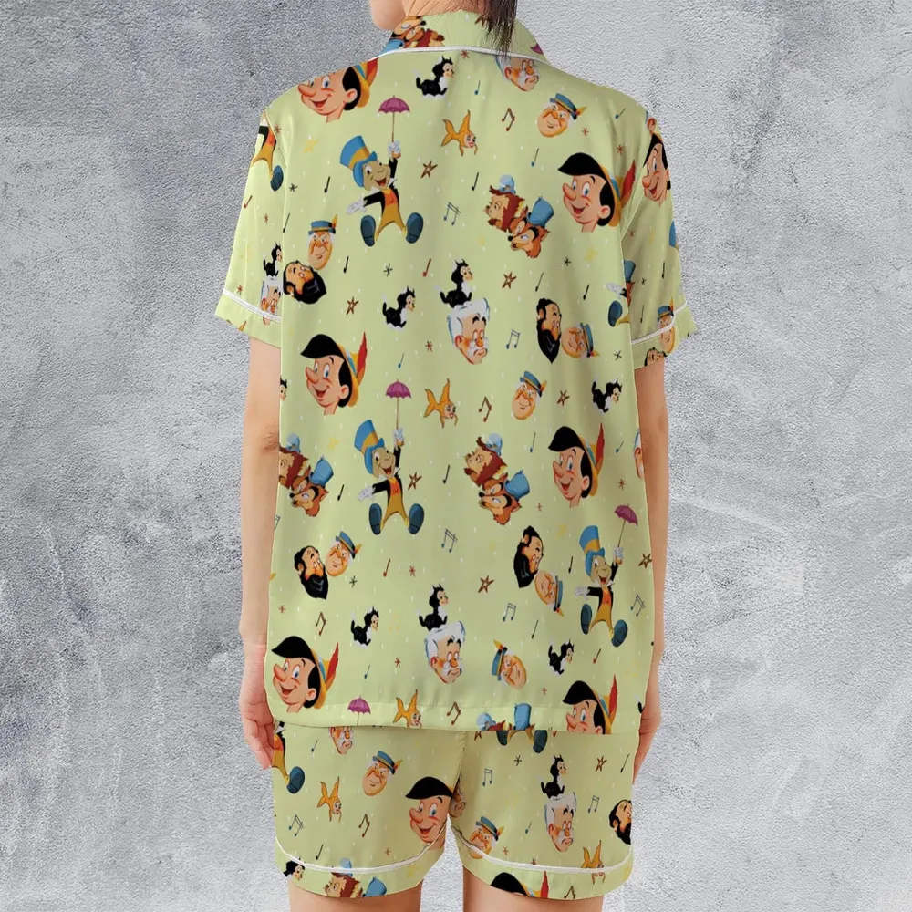I Can't Stop Lying Pinocchio Satin Short-Sleeve Pajamas Set - 2