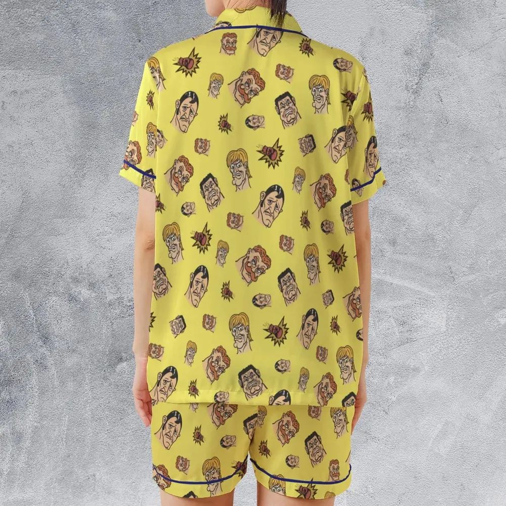Retro Ring Kings Punch-out Satin Short-Sleeve Pajamas Set - 2