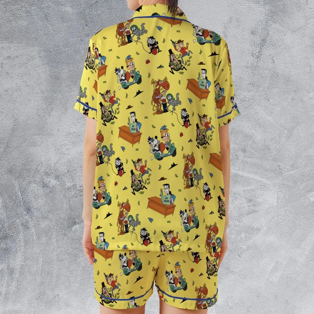 Moose And Squirrel The Adventures of Rocky and Bullwinkle Satin Short-Sleeve Pajamas Set - 2
